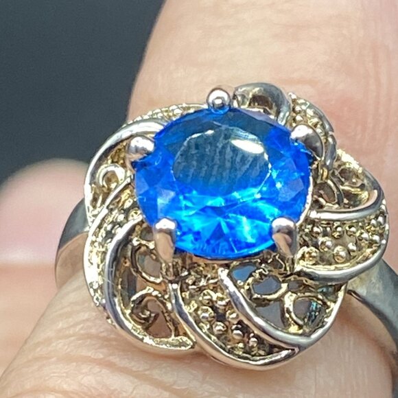 3 ct Genuine Blue Topaz Ring size 7 Sterling Silver stamped 925 tested - Picture 3 of 12